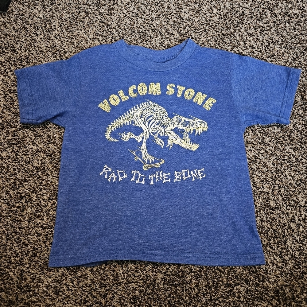 Volcom Stone Boys 4 Blue Dinosaur Tee Rad to the Bone Short Sleeve Graphic